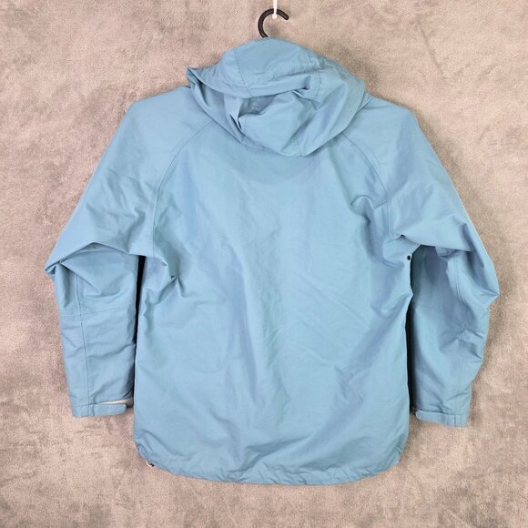 Womens Cabelas Blue Hooded Rain Jacket Full Zip 100% Nylon Waterproof Size L - Picture 4 of 7